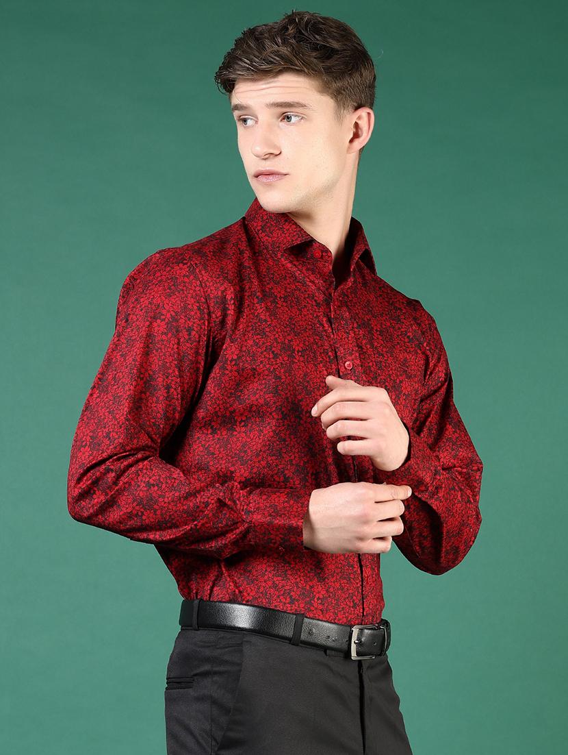 mem printed collared long sleeve casual shirt - 21693725 - Standard Image - 2