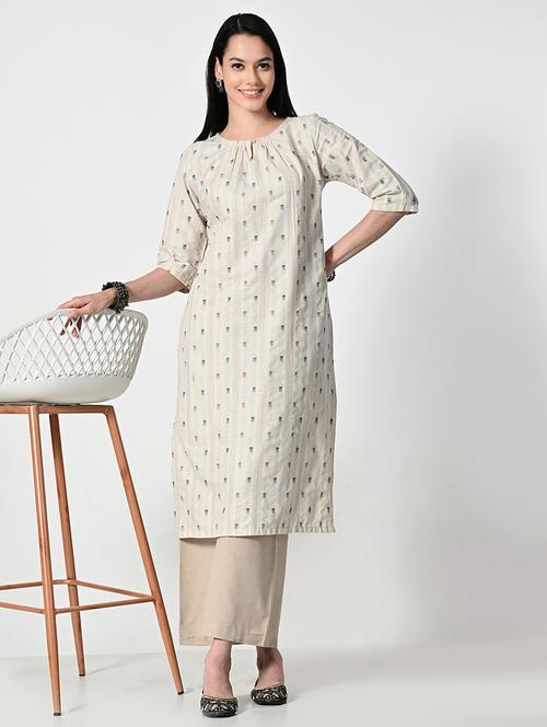 women printed elbow sleeve straight kurta - 21693987 - Standard Image - 0