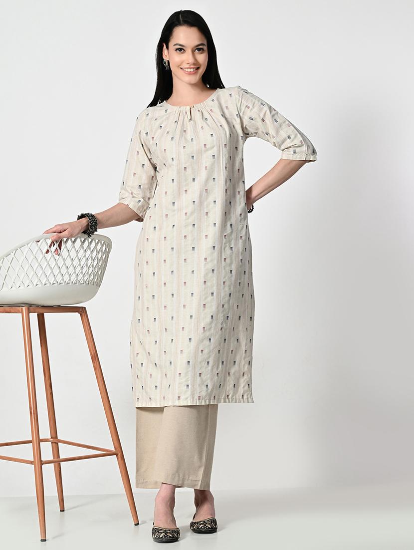 women printed elbow sleeve straight kurta - 21693987 - Zoom Image - 0
