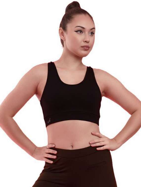 women solid styled back sports bra