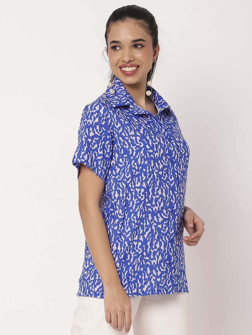 women printed short sleeve regular shirt - 21694000 -  Standard Image - 2