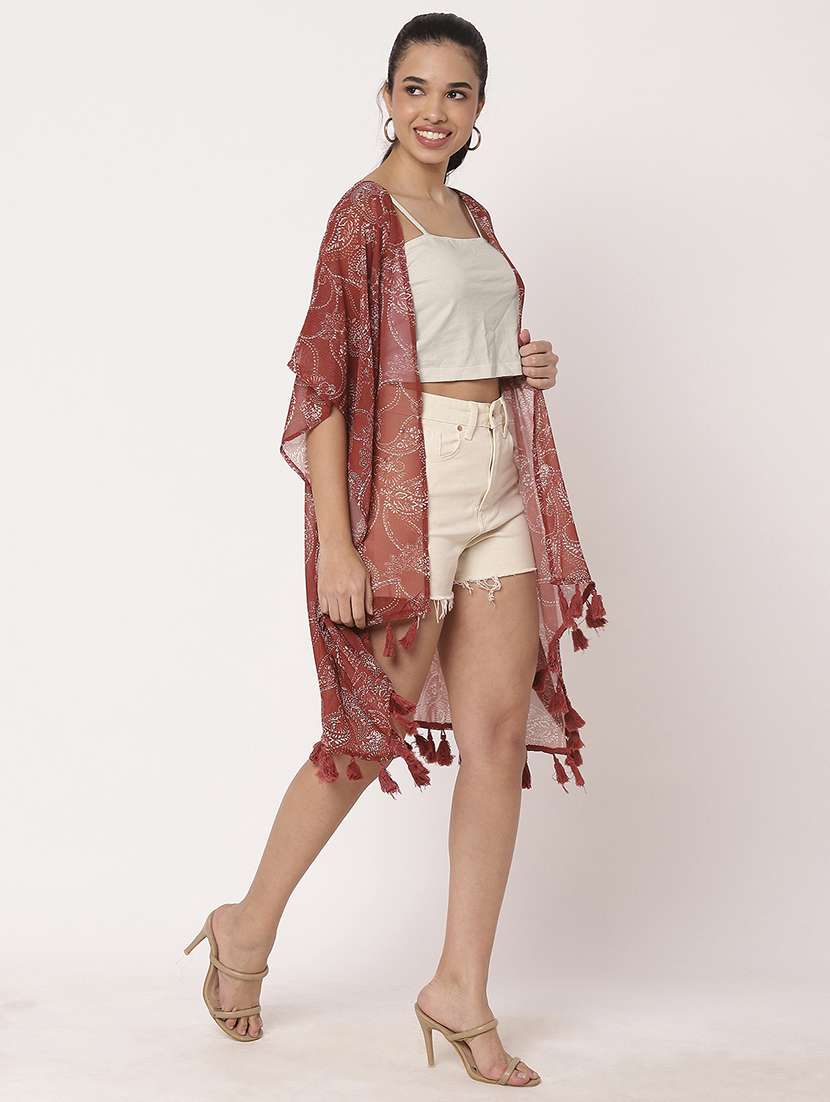 women paisley printed asymmetric shrug - 21694007 -  Standard Image - 2