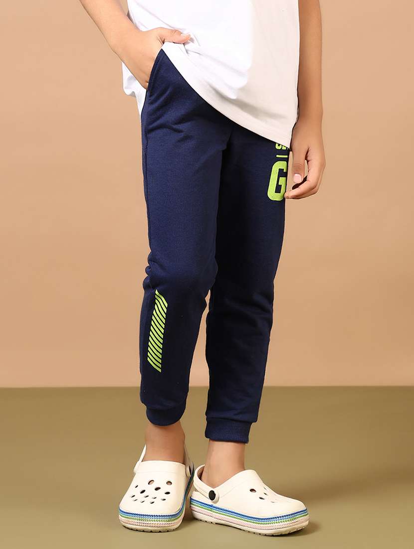 boys navy blue placement print mid rise jogger - 21694334 -  Standard Image - 2