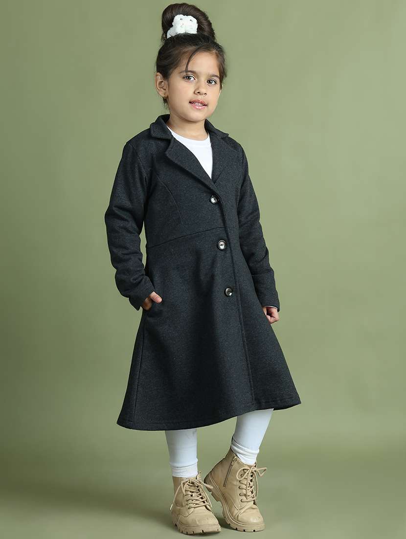 girls long sleeves solid trench coat - 21694634 - Standard Image - 2
