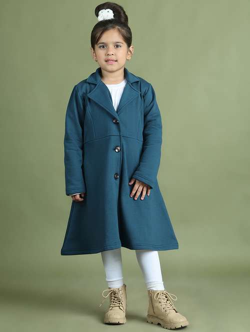 girls long sleeves solid trench coat - 21694640 -  Standard Image - 0