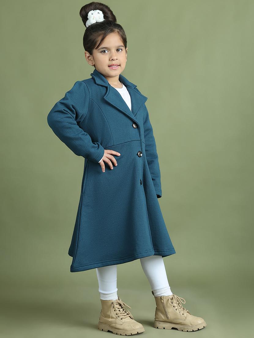girls long sleeves solid trench coat - 21694640 - Standard Image - 2