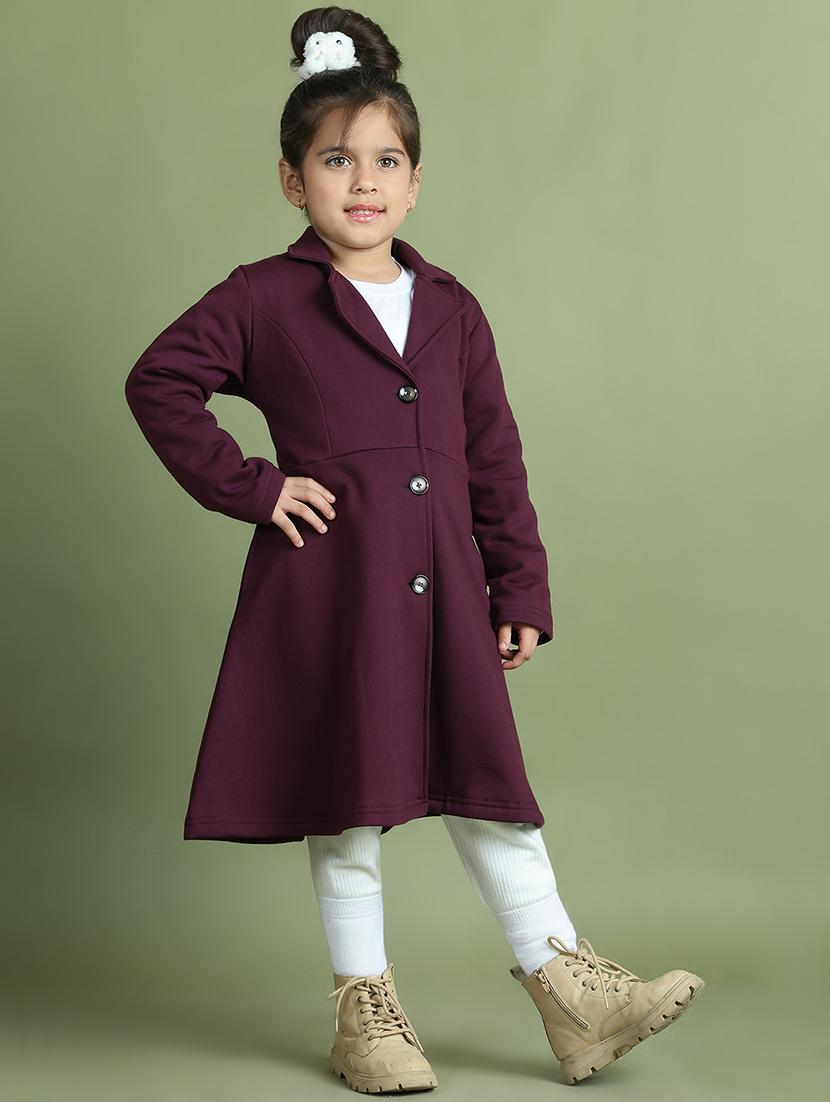 girls long sleeves solid trench coat - 21694641 - Standard Image - 2