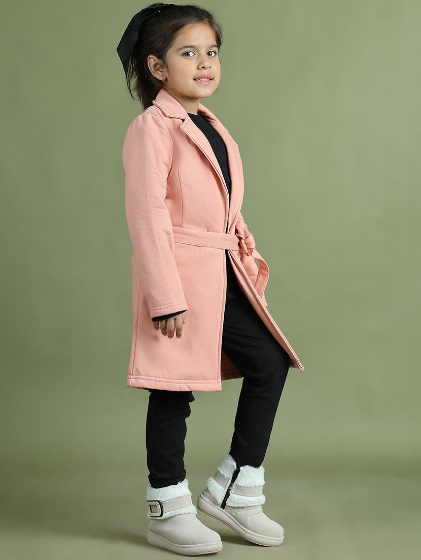 girls long sleeves solid trench coat - 21694642 - Standard Image - 2