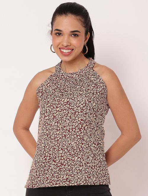 women floral printed halter neck straight top - 21694671 -  Standard Image - 0