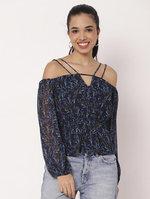 women printed off shoulder neck peplum top - 21694674 -  Standard Image - 0