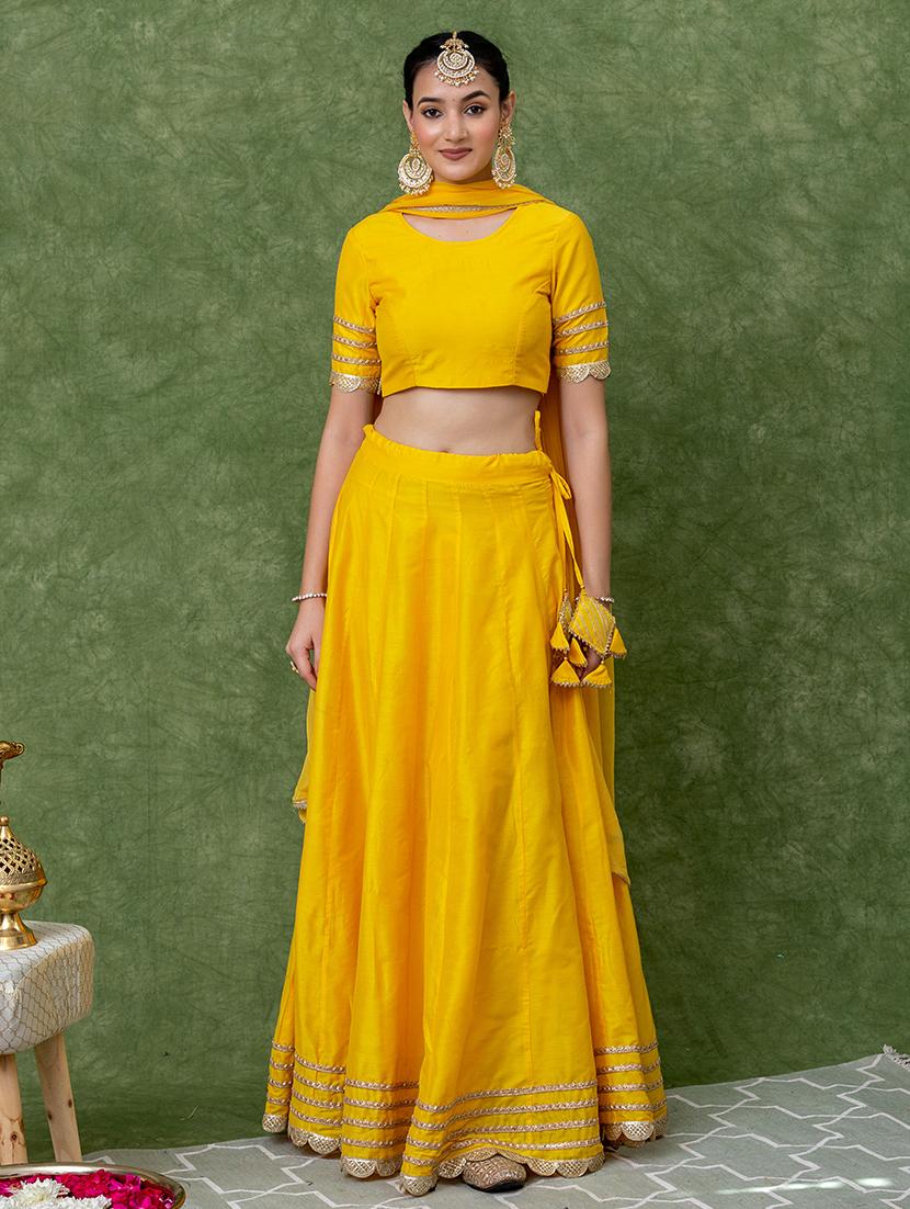 women solid flared lehenga choli with dupatta - 21694690 - Zoom Image - 0