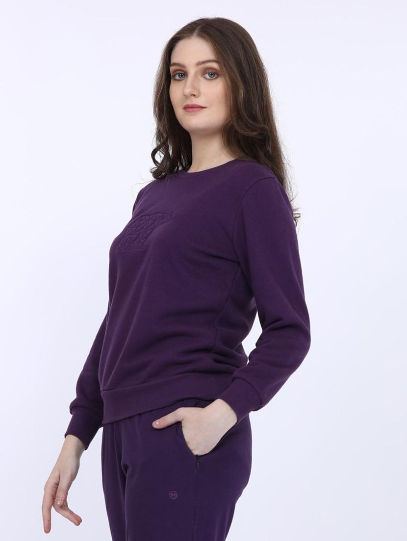 women solid long sleeve sweatshirt - 21694721 - Standard Image - 2