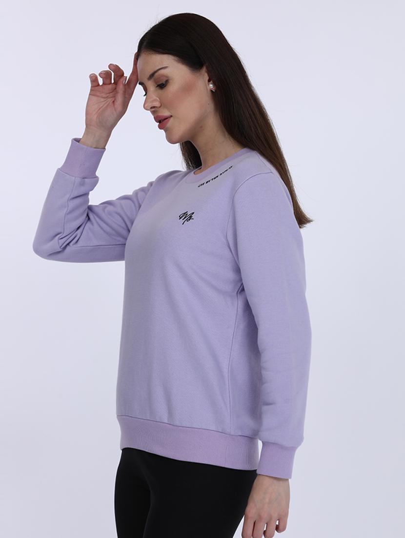 women solid long sleeve sweatshirt - 21694722 - Standard Image - 2