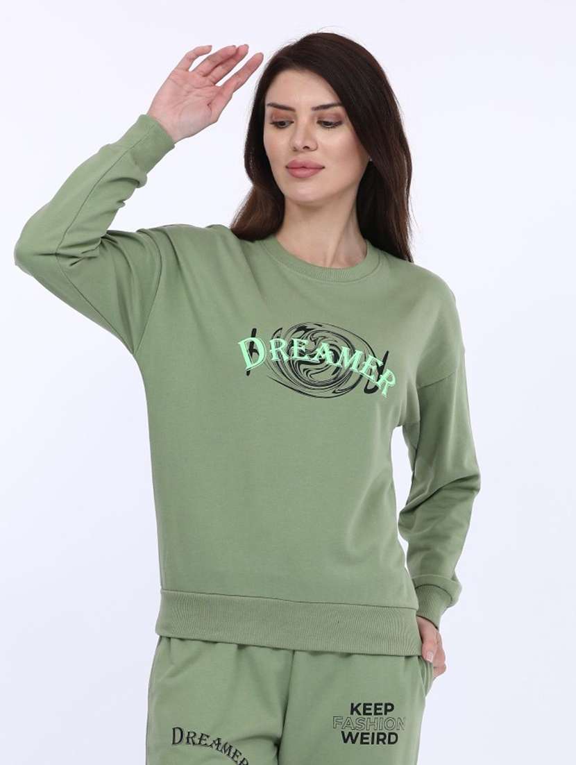 women chest print long sleeve sweatshirt - 21694729 - Standard Image - 2