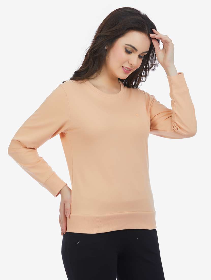 women solid long sleeve sweatshirt - 21694735 -  Standard Image - 2