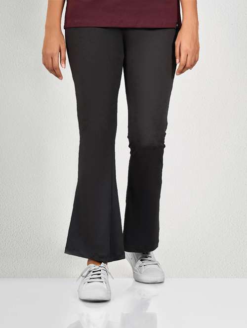 black poly spandex track pants - 21694741 -  Standard Image - 0