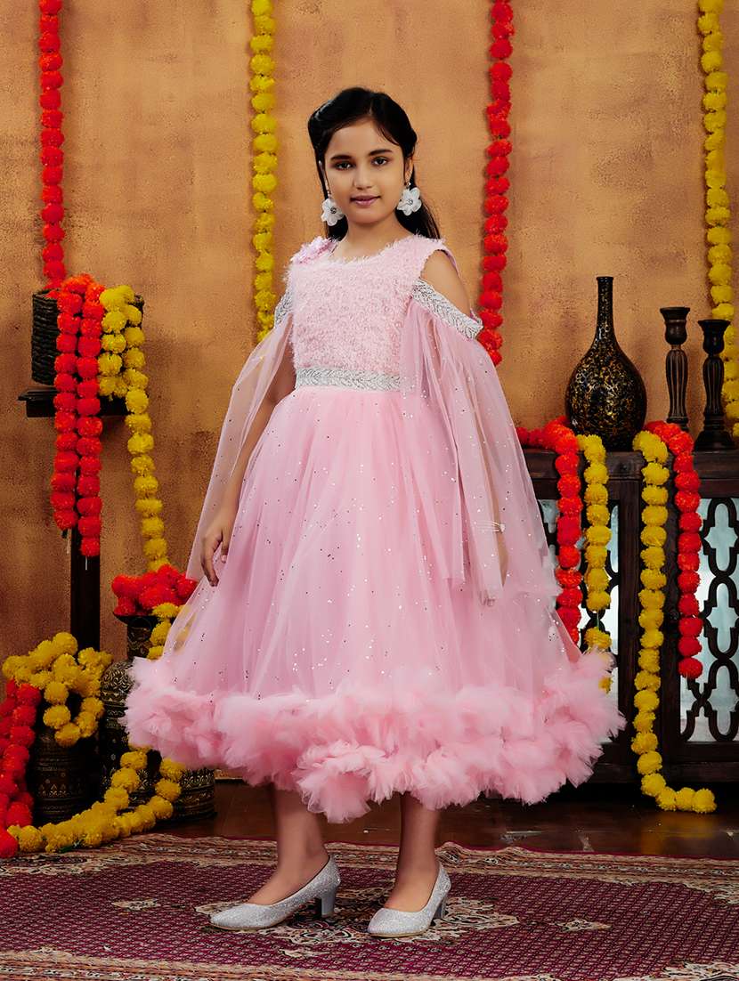 girls embellished round neck party wear gown - 21694857 - Standard Image - 2