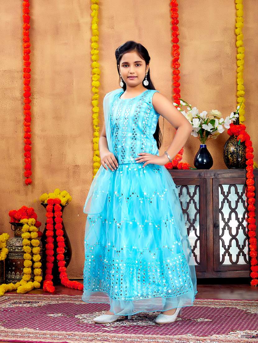 girls embroidered lehenga choli set with dupatta - 21694925 -  Standard Image - 2