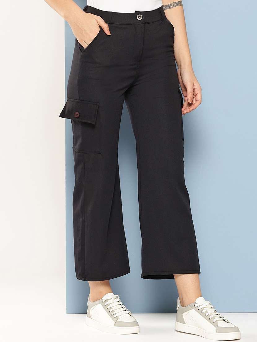 women mid rise solid cargo - 21694941 -  Standard Image - 2