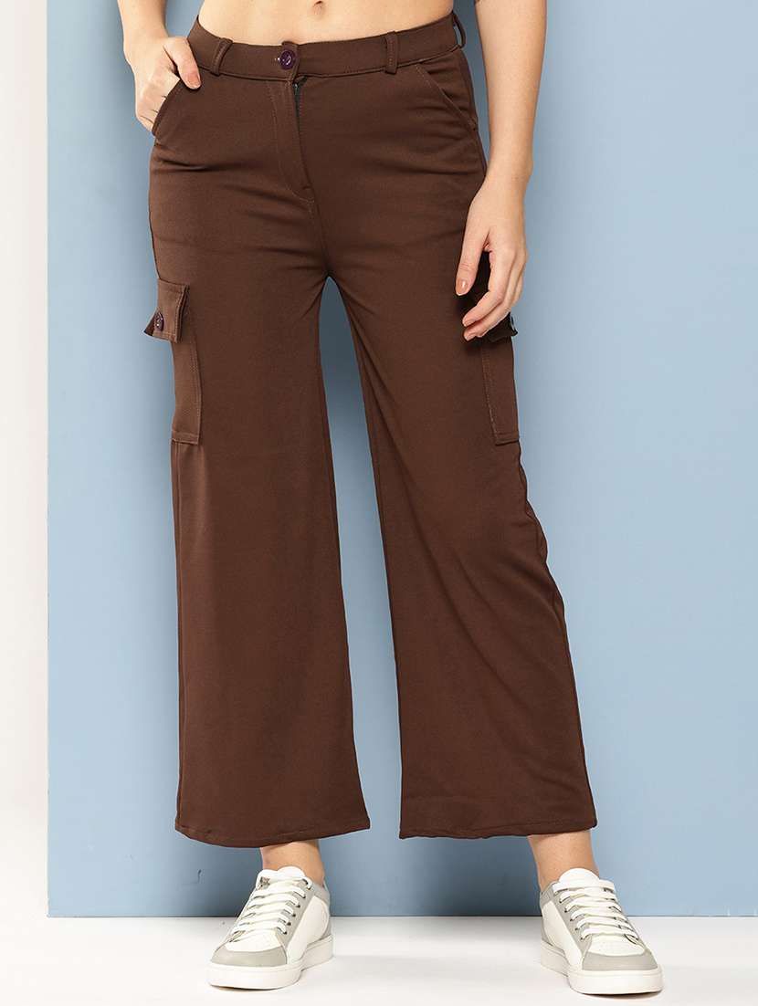 women mid rise solid cargo