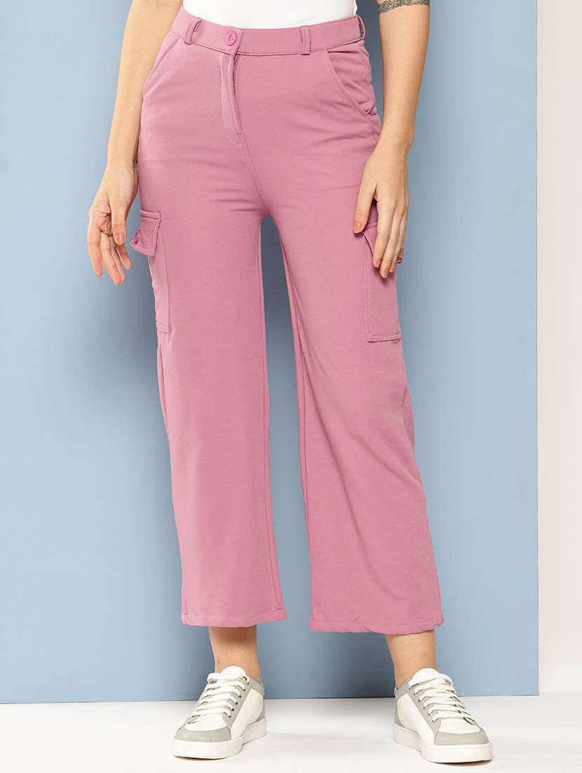 women mid rise solid cargo