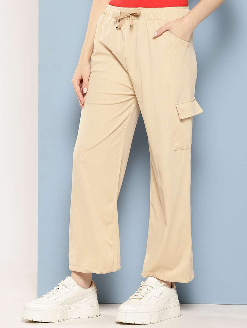 women mid rise solid cargo - 21694953 - Standard Image - 2