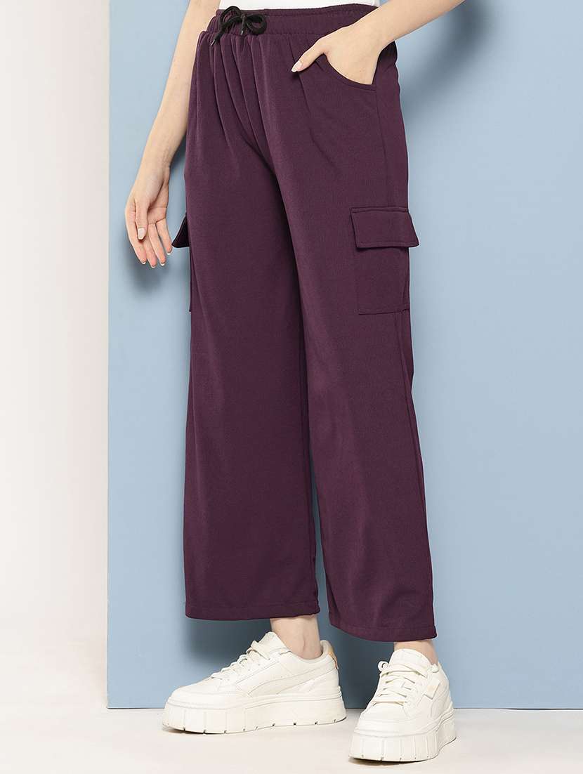 women mid rise solid cargo - 21694954 -  Standard Image - 2