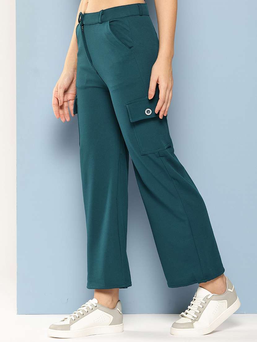 women mid rise solid cargo - 21694956 -  Standard Image - 2