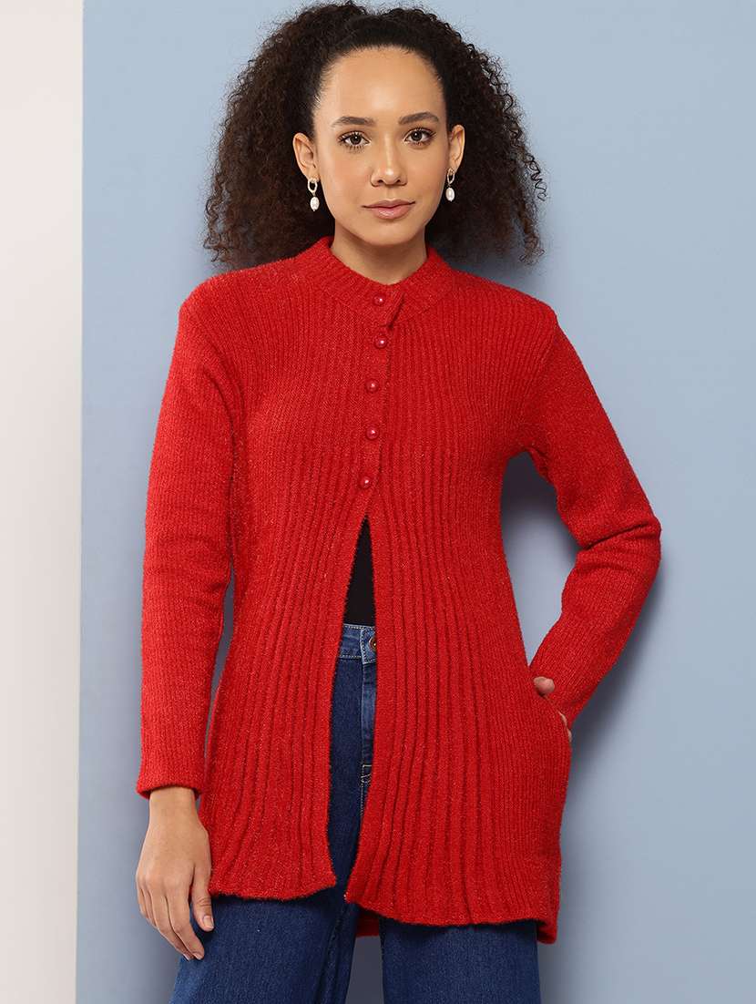 women long sleeves self design cardigan