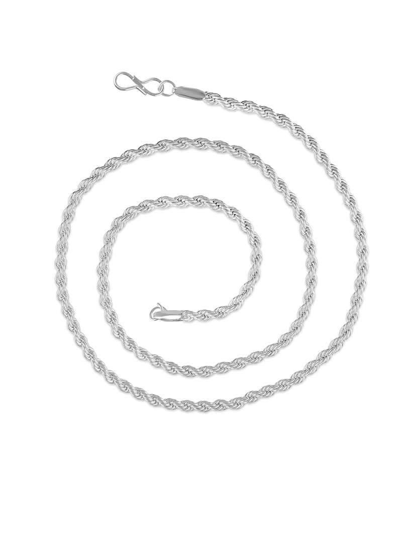 brass silver plated rope design chain for men - 21695075 -  Standard Image - 2
