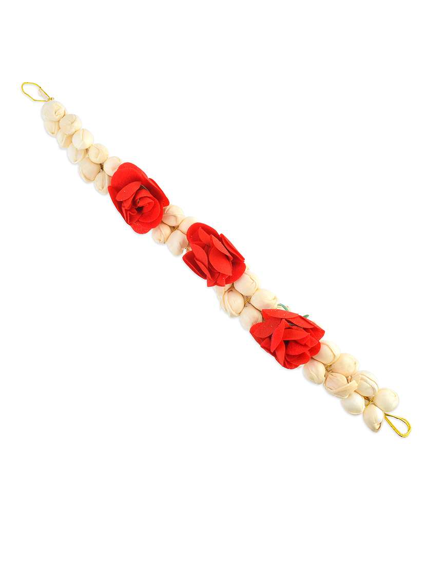 mogra & red flower veni hair accessory - 21695207 -  Standard Image - 2