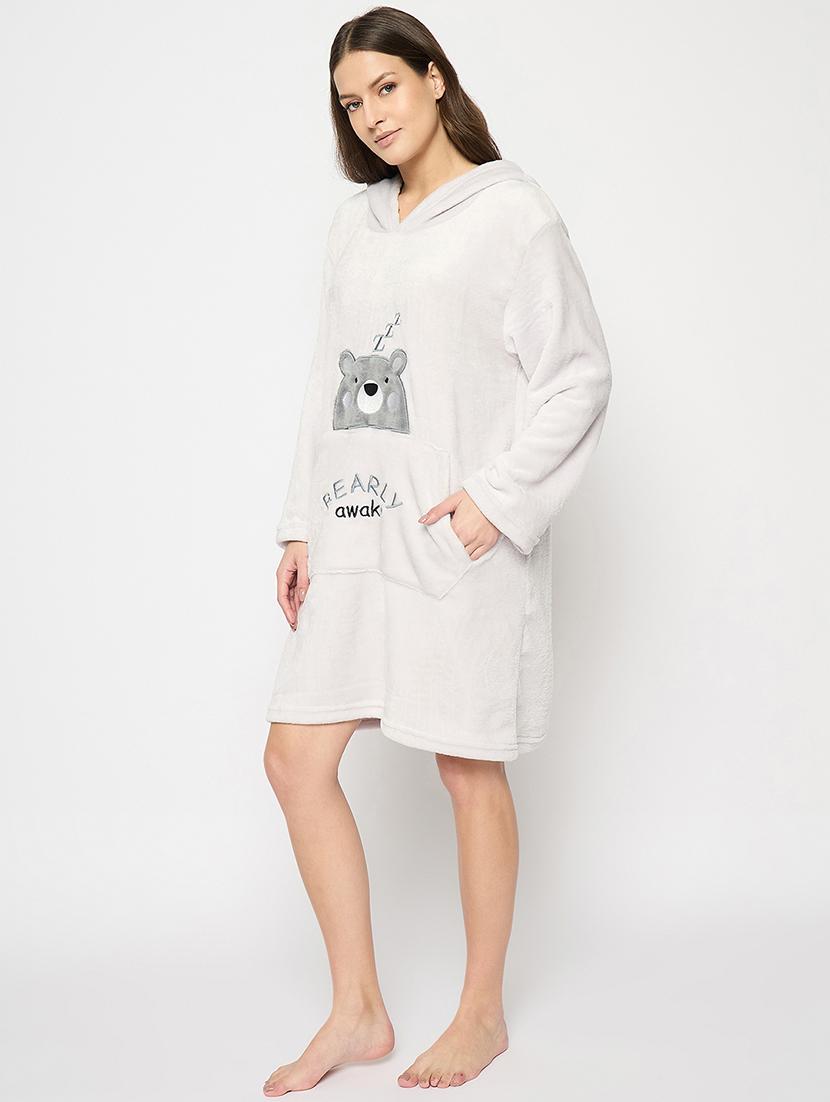 women grey hooded nightwear dress - 21695217 - Standard Image - 2