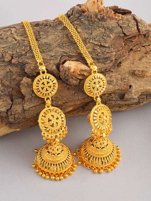 women golden umbrella designed traditional jhumki - 21695218 - Standard Image - 0
