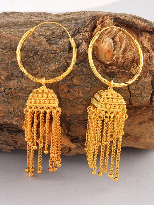 women gold hoop bali jhumki - 21695219 - Standard Image - 0