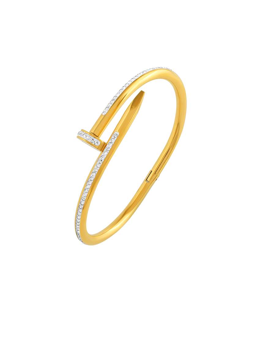 men stones studded golden cuff bracelet - 21695258 - Standard Image - 2
