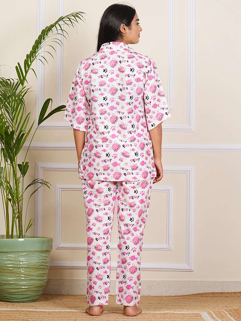 womem printed nightwear pyjama set - 21695279 -  Standard Image - 2