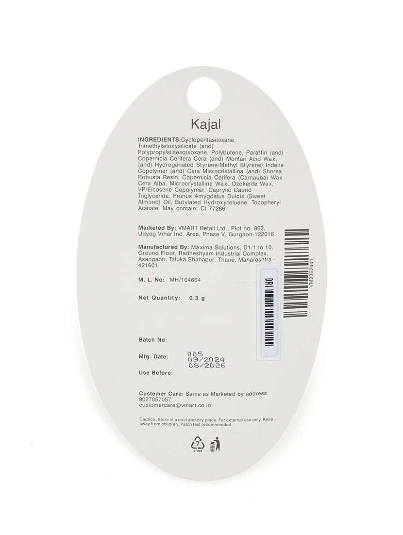 long lasting smudge proof black kajal - 21695330 -  Standard Image - 2