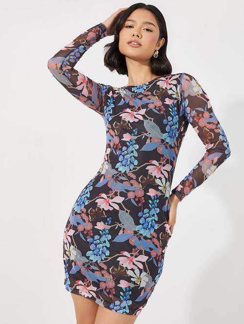 women printed long sleeves bodycon dress - 21695348 -  Standard Image - 0
