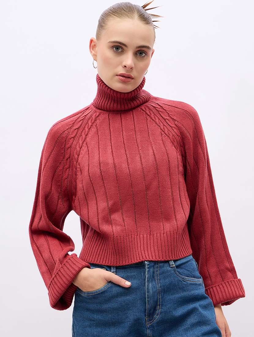 women acrylic long sleeve pullover