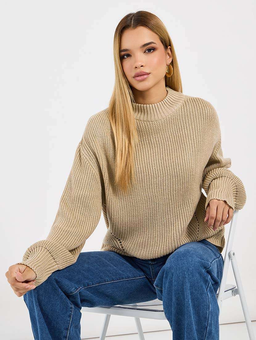 women acrylic long sleeve pullover - 21695390 -  Standard Image - 2