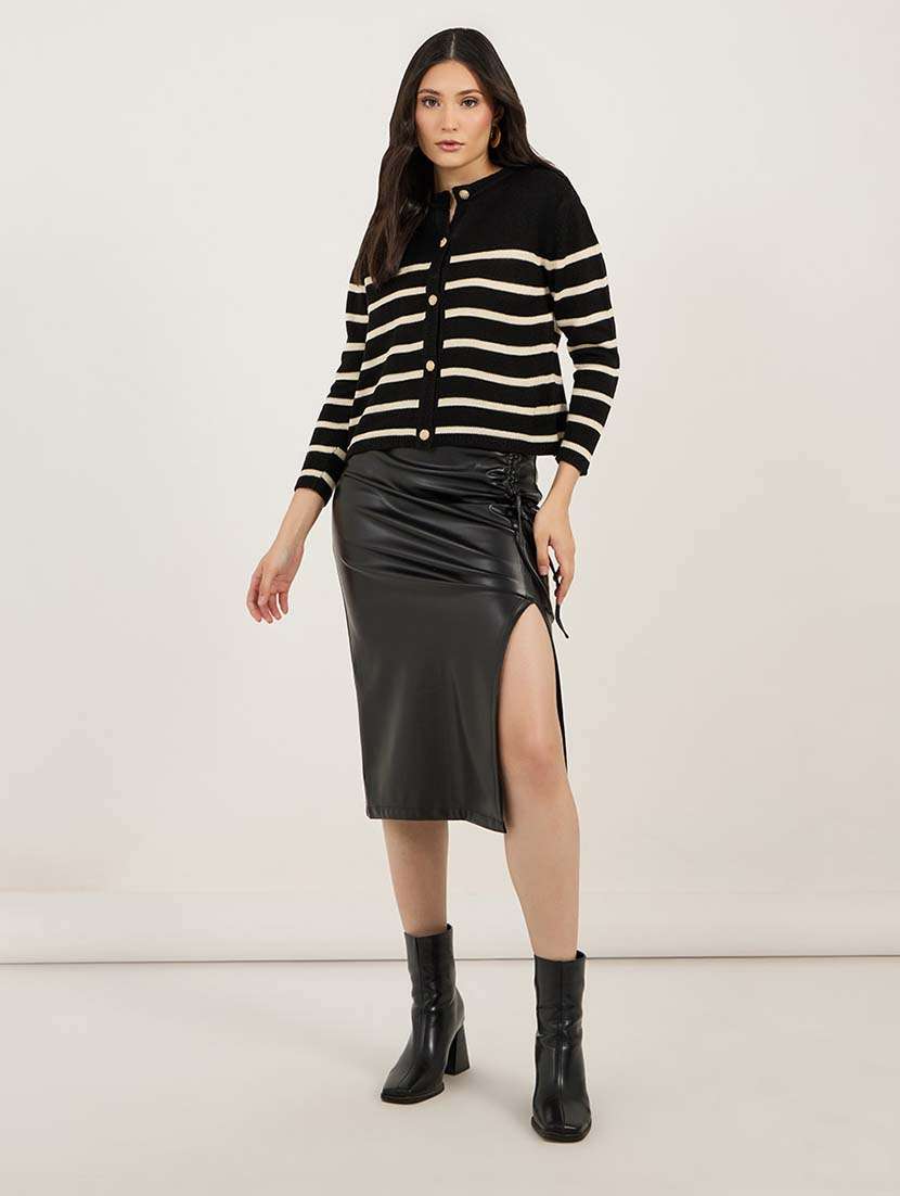 women striped long sleeve cardigan - 21695398 - Standard Image - 2