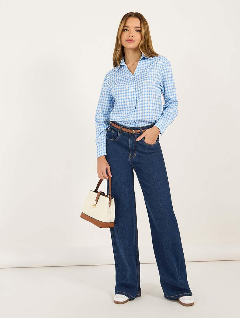 women checkered collared long sleeves shirt - 21695417 - Standard Image - 2
