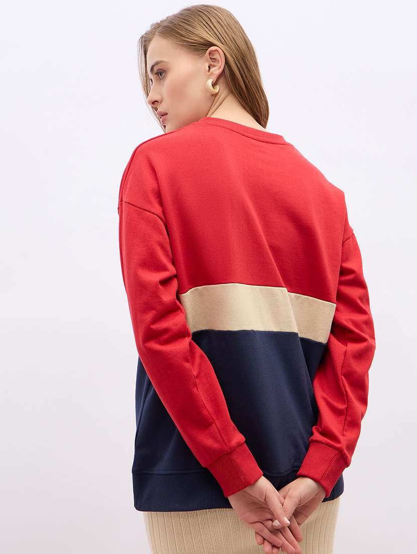 women long sleeves color block sweatshirt - 21695419 -  Standard Image - 2