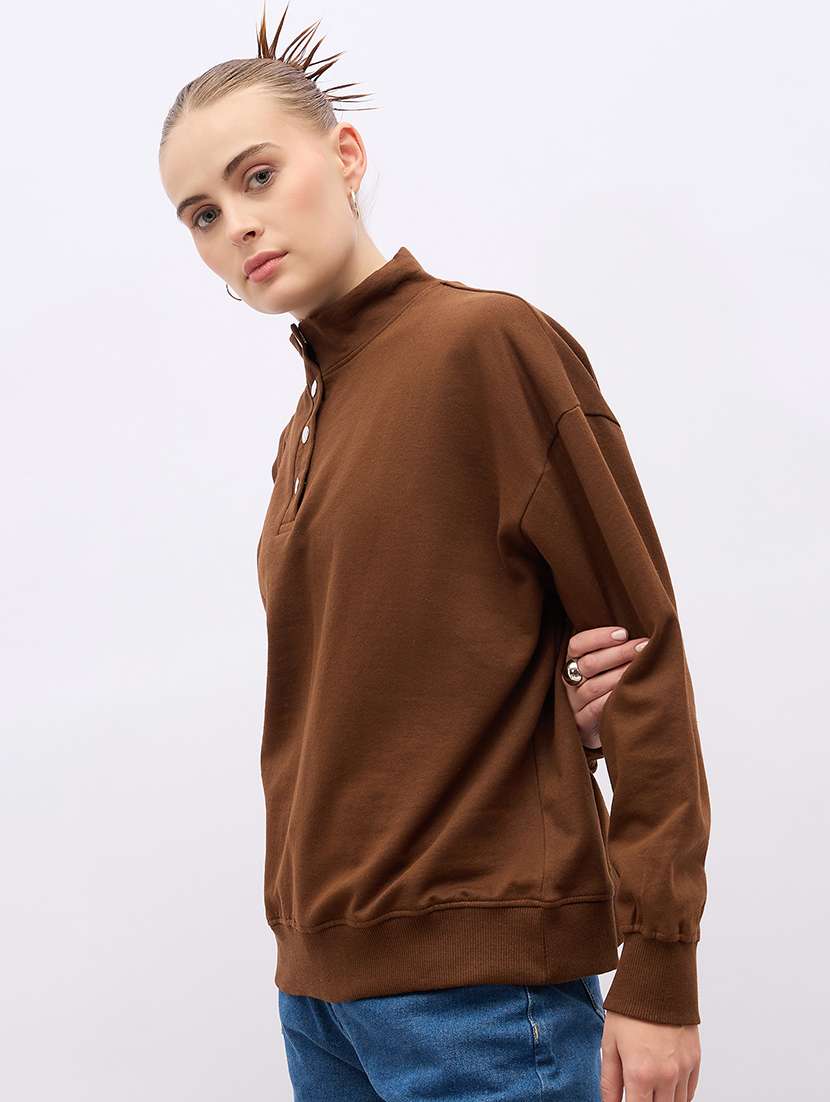 women long sleeves plain sweatshirt - 21695423 -  Zoom Image - 0