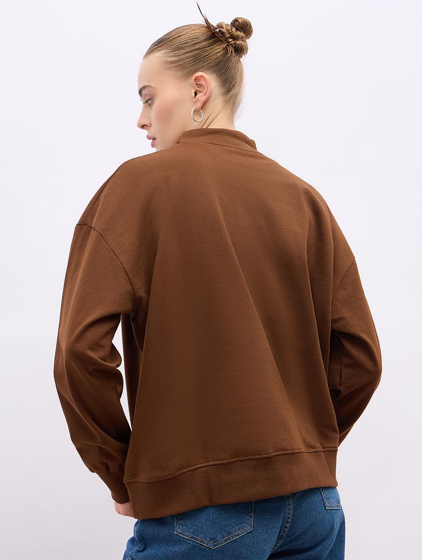 women long sleeves plain sweatshirt - 21695423 - Standard Image - 2