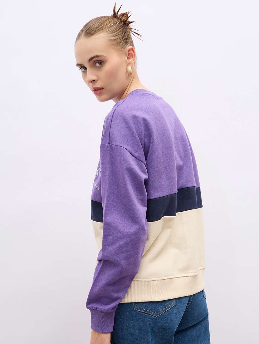 women long sleeves color block sweatshirt - 21695430 -  Standard Image - 2