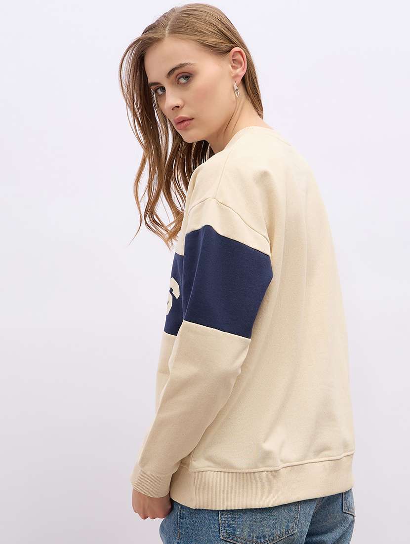 women chest print long sleeve sweatshirt - 21695431 - Standard Image - 2