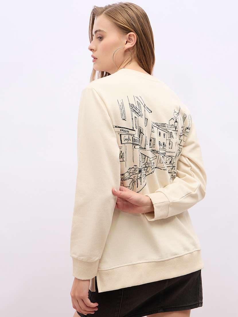 women front print long sleeve sweatshirt - 21695433 -  Standard Image - 2