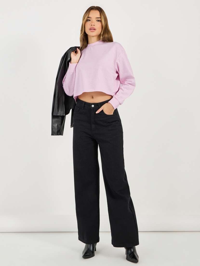women long sleeves plain sweatshirt - 21695436 - Standard Image - 2