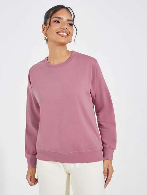 women solid long sleeve sweatshirt - 21695437 -  Standard Image - 0